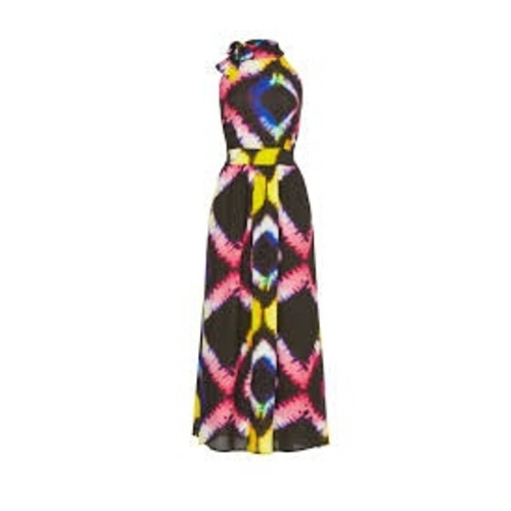 Busayo Collective Maxi Dress Womens 2 Multi Tie Dye Halter Neck Bow Boho Summer